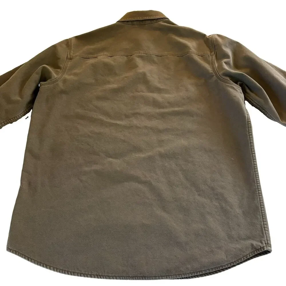 Vtg L.L. Bean Duck Canvas Chore Barn Shirt Jacket Tan Men’s Large Flannel Lined